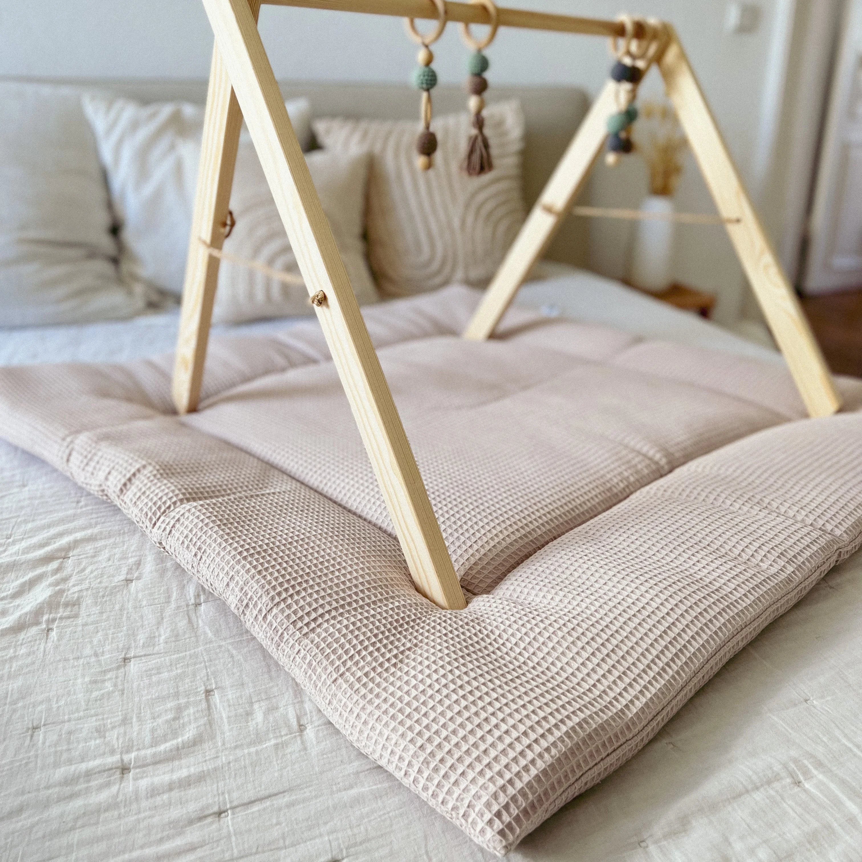 Krabbeldecke Laufgittereinlage Waffelpique Beige