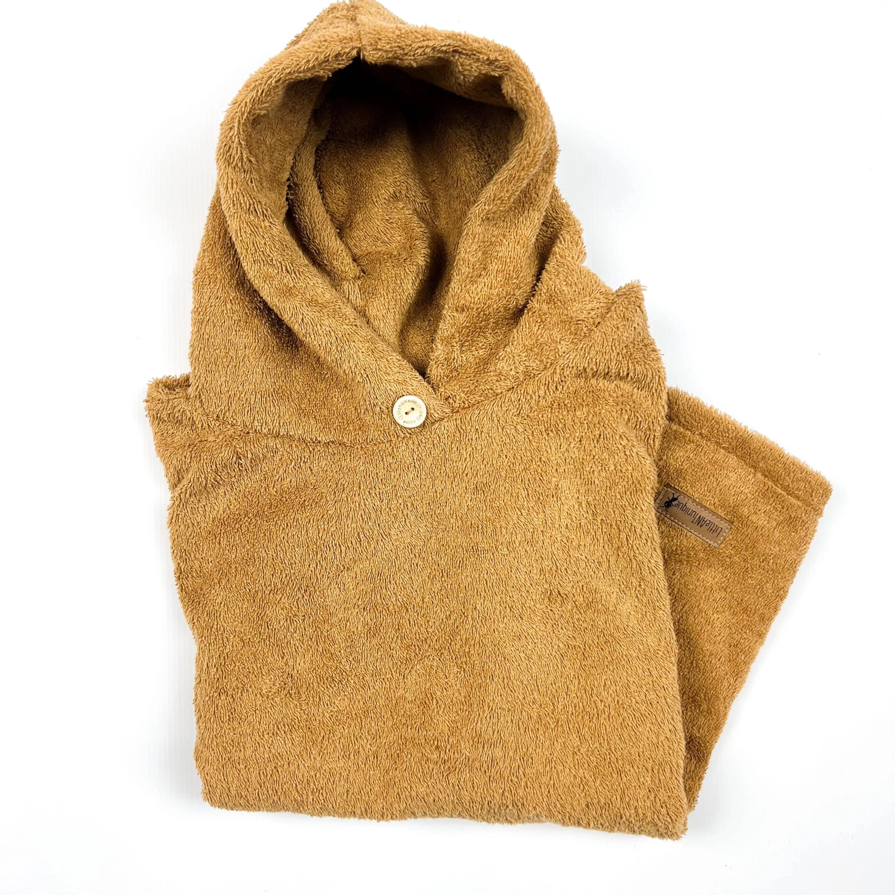 Poncho Badeponcho Frottee camel