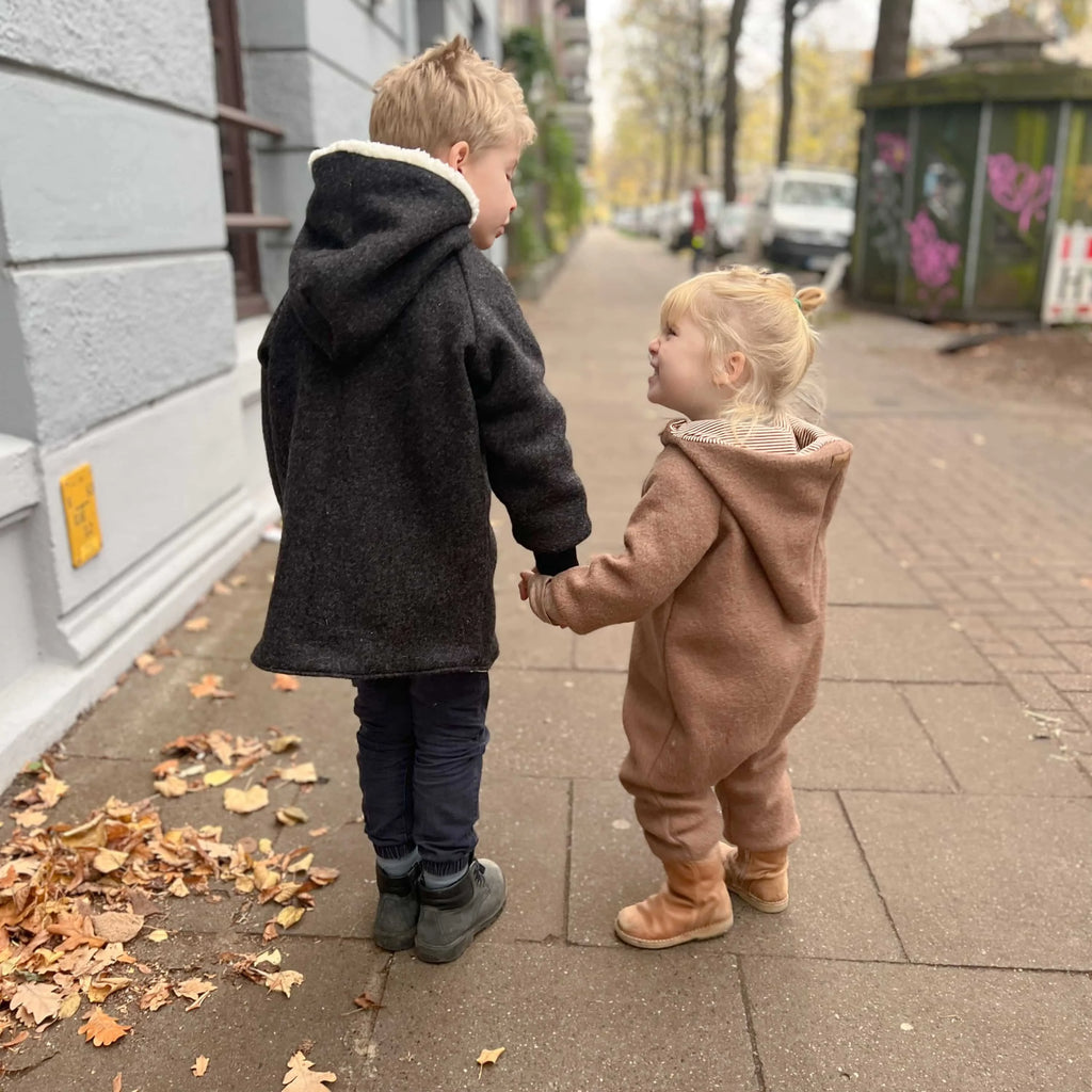 Walkjacke, Wintermantel anthrazit/ innen mit kuscheligem Teddystoff