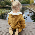 Walkoverall, Winteroverall ocker/ innen mit kuscheligem Teddystoff