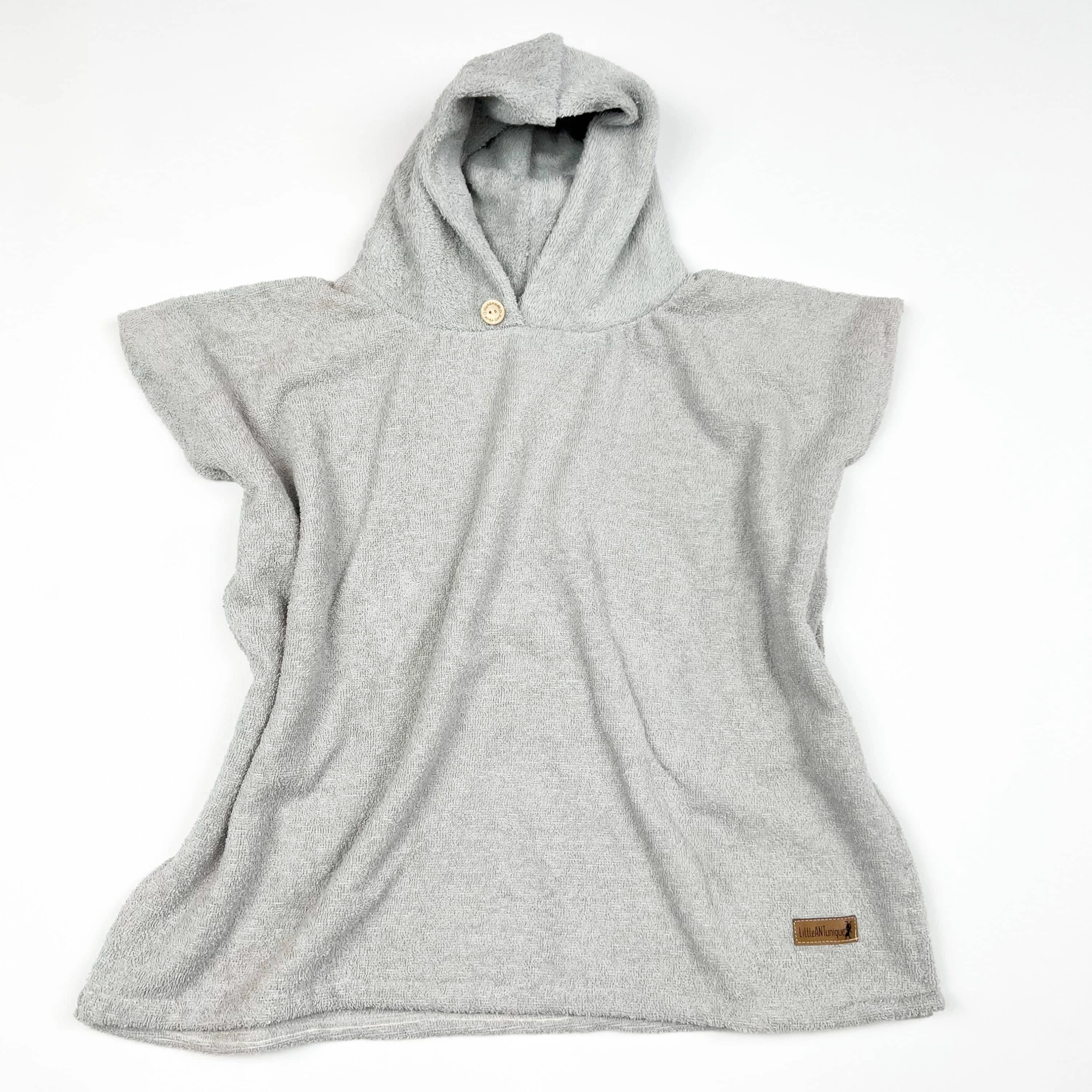 Poncho Badeponcho Frottee hellgrau