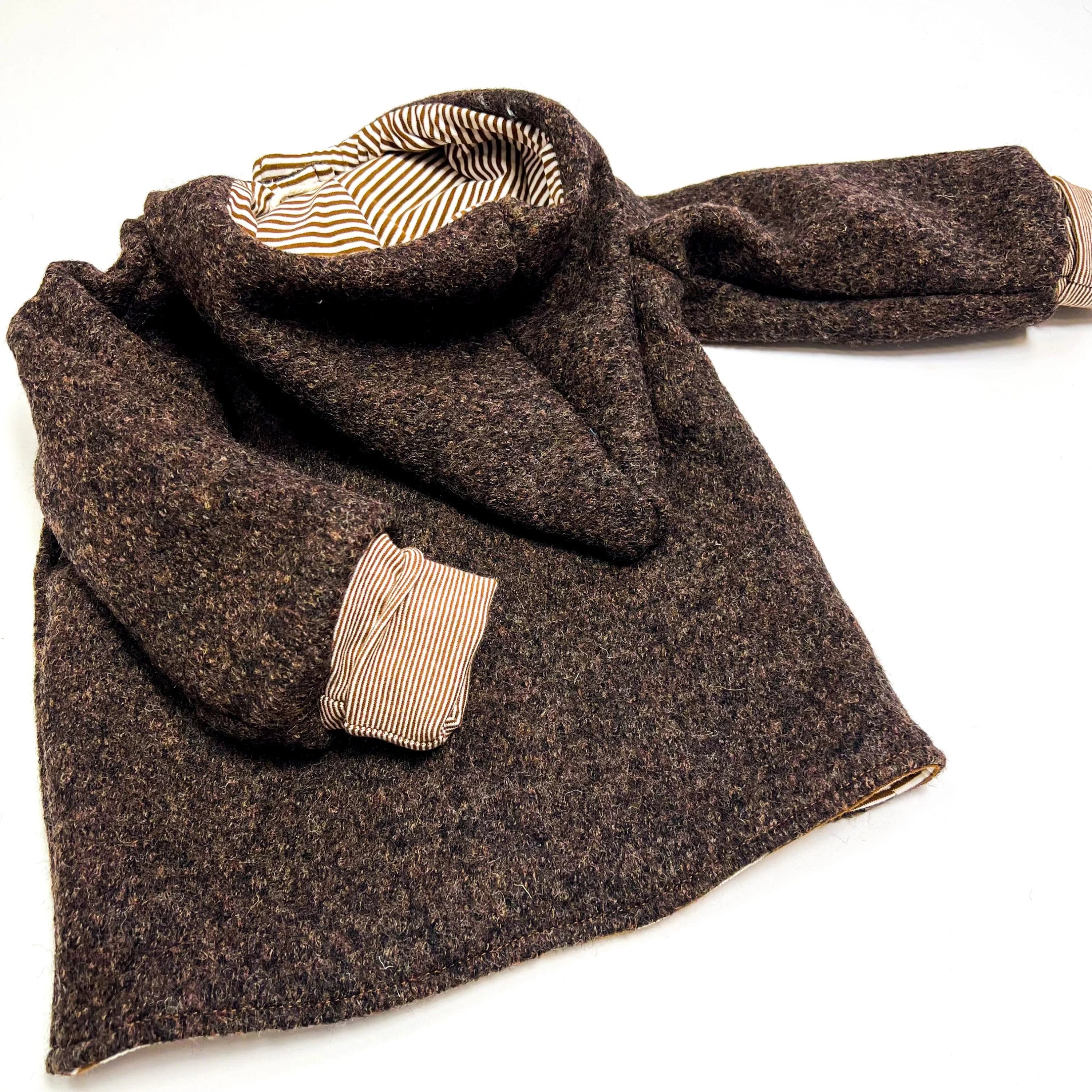 Walkjacke, Wintermantel braun, innen gestreift