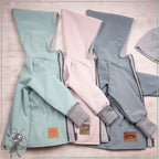 Softshell Overall petrol innen Gestreift