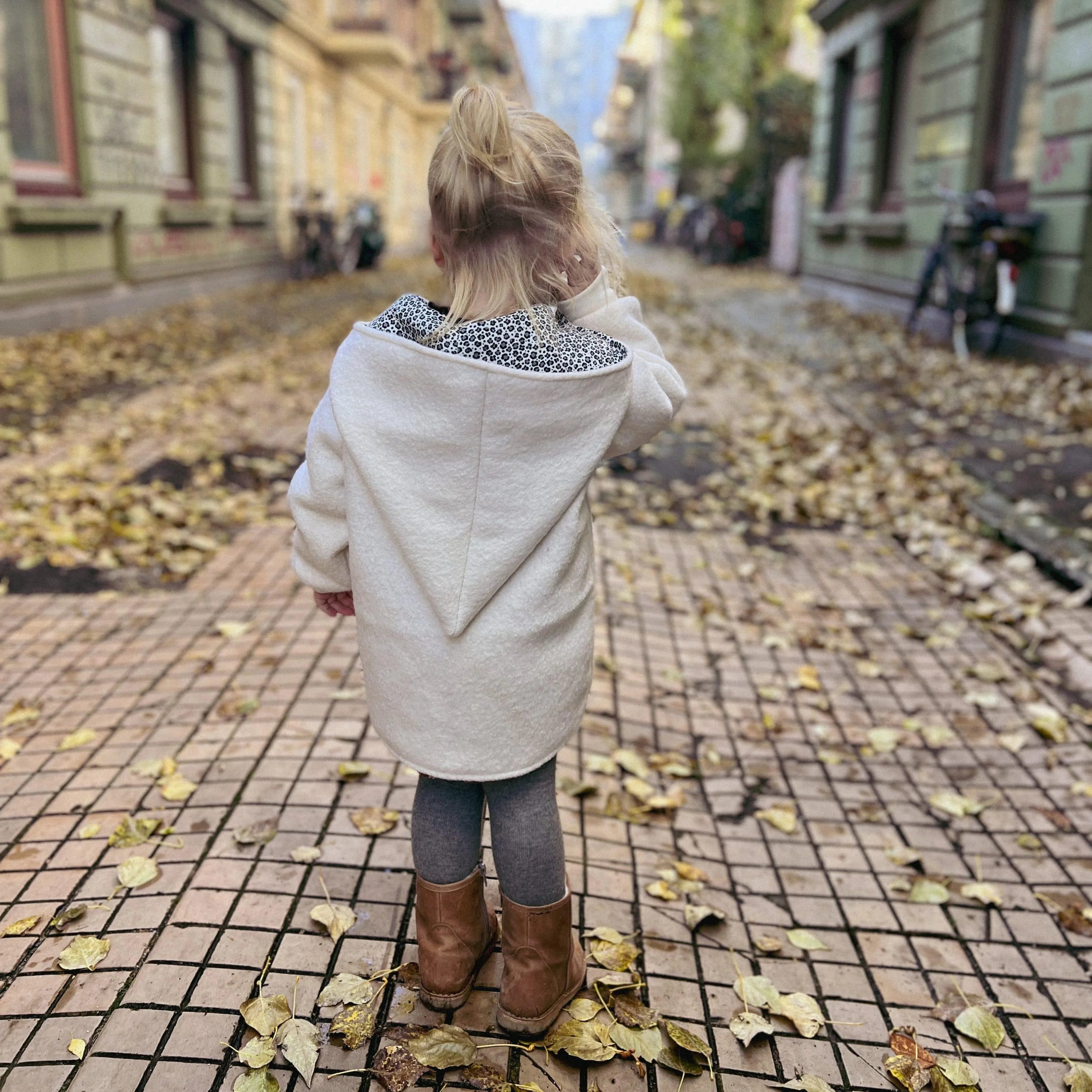 Walkjacke, Wintermantel creme innen leo