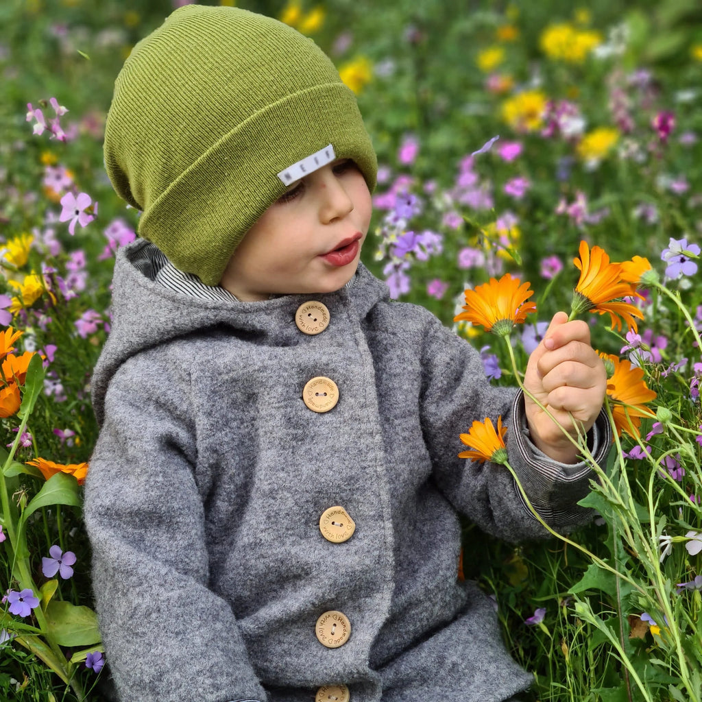 Walkjacke, Wintermantel grau, innen gestreift