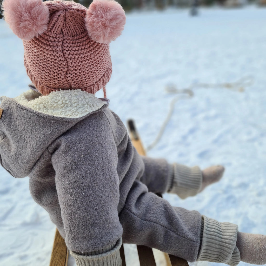 Walkoverall, Winteroverall taupe/ innen mit kuscheligem Teddystoff