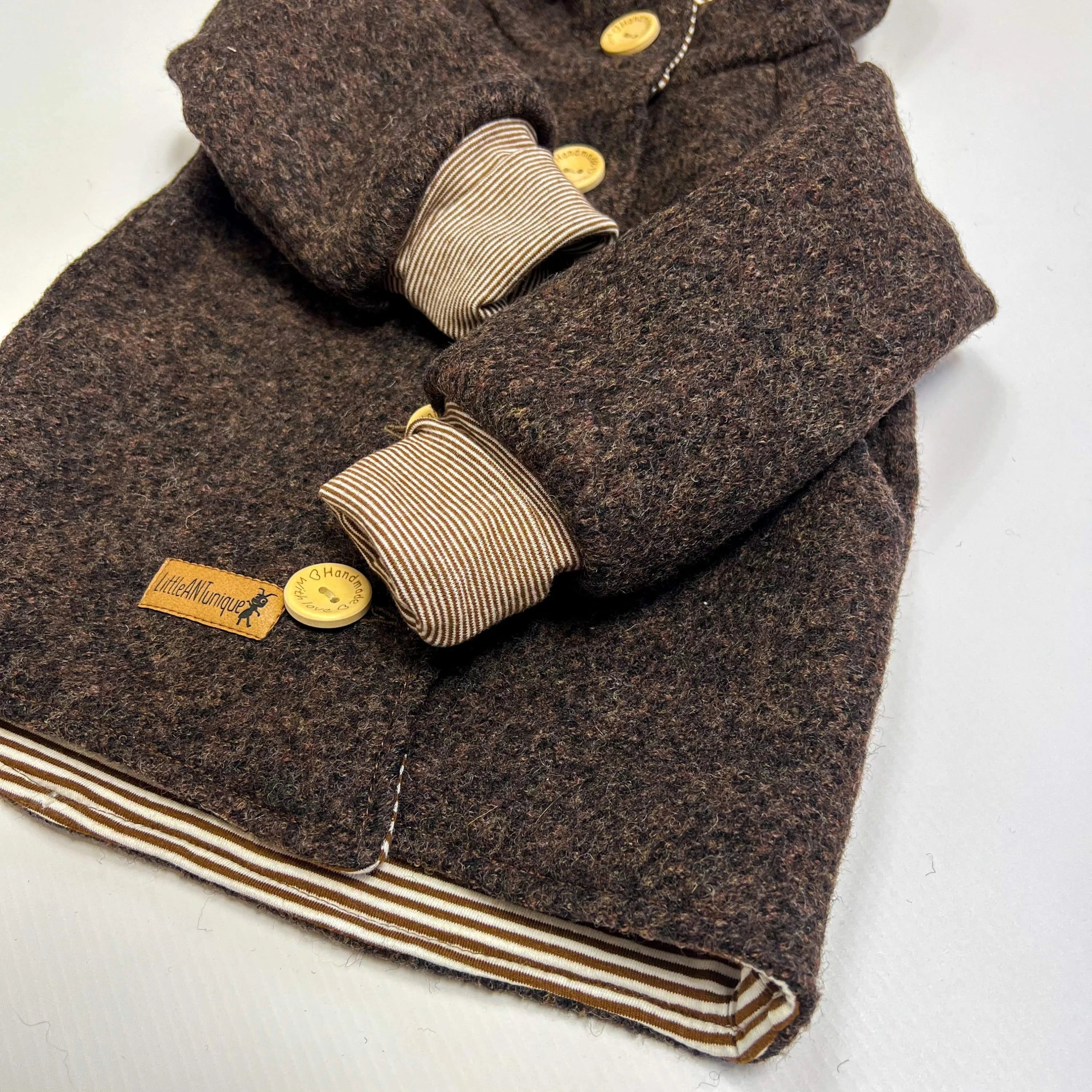 Walkjacke, Wintermantel braun, innen gestreift