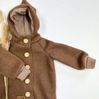 Walkjacke, Wintermantel camel, innen gestreift