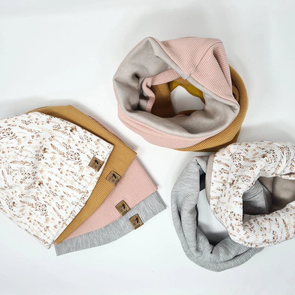 Loop rosa, graumeliert und camel