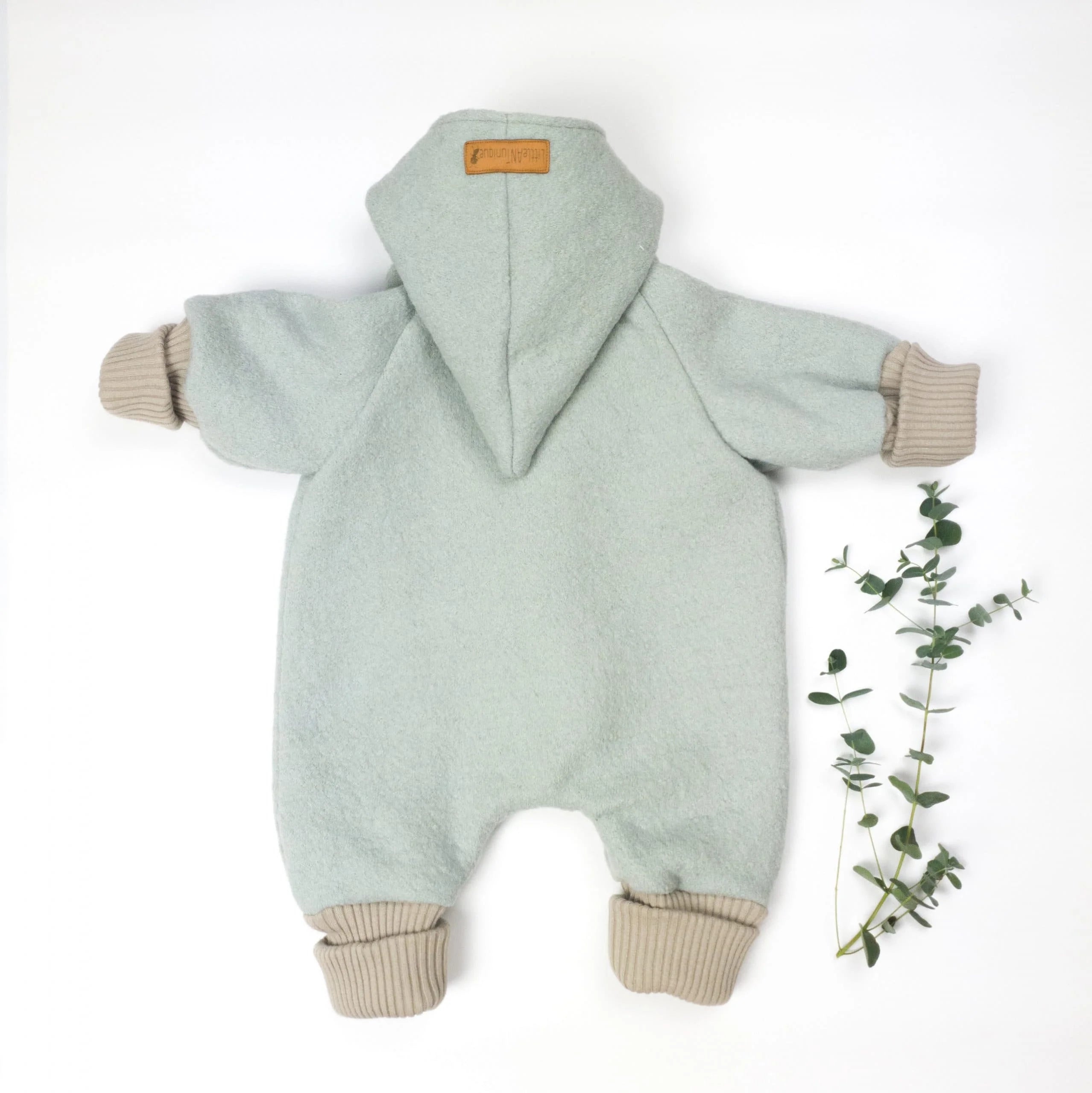 Walkoverall, Winteroverall in mint/ innen Eukalyptus oder Weidenkätzchen