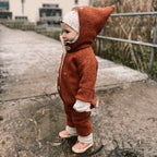 Walkoverall, Winteroverall rost/ innen mit kuscheligem Teddystoff