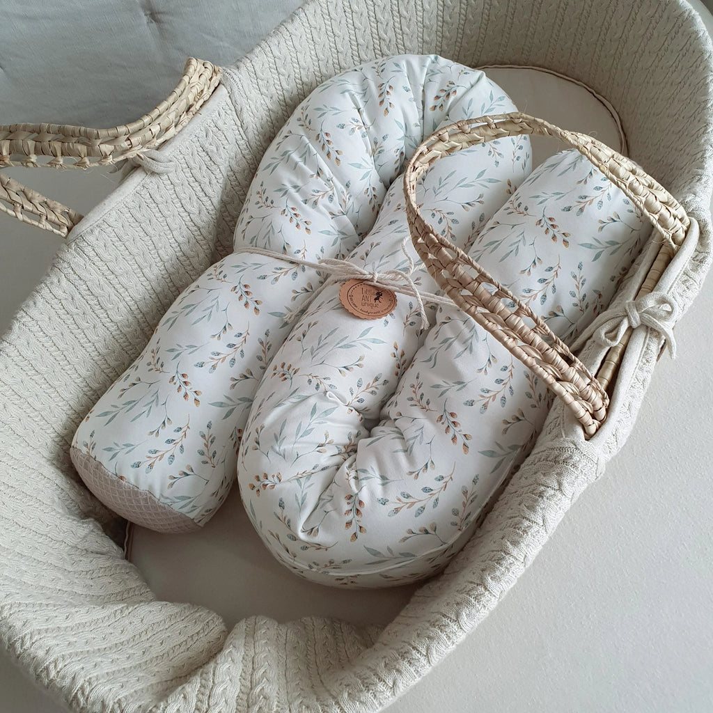 Bettschlange, Wickeltischumrandung Weidenkätzchen mit Frottee beige