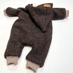 Walkoverall, Winteroverall in braun mit Teddystoff gefüttert