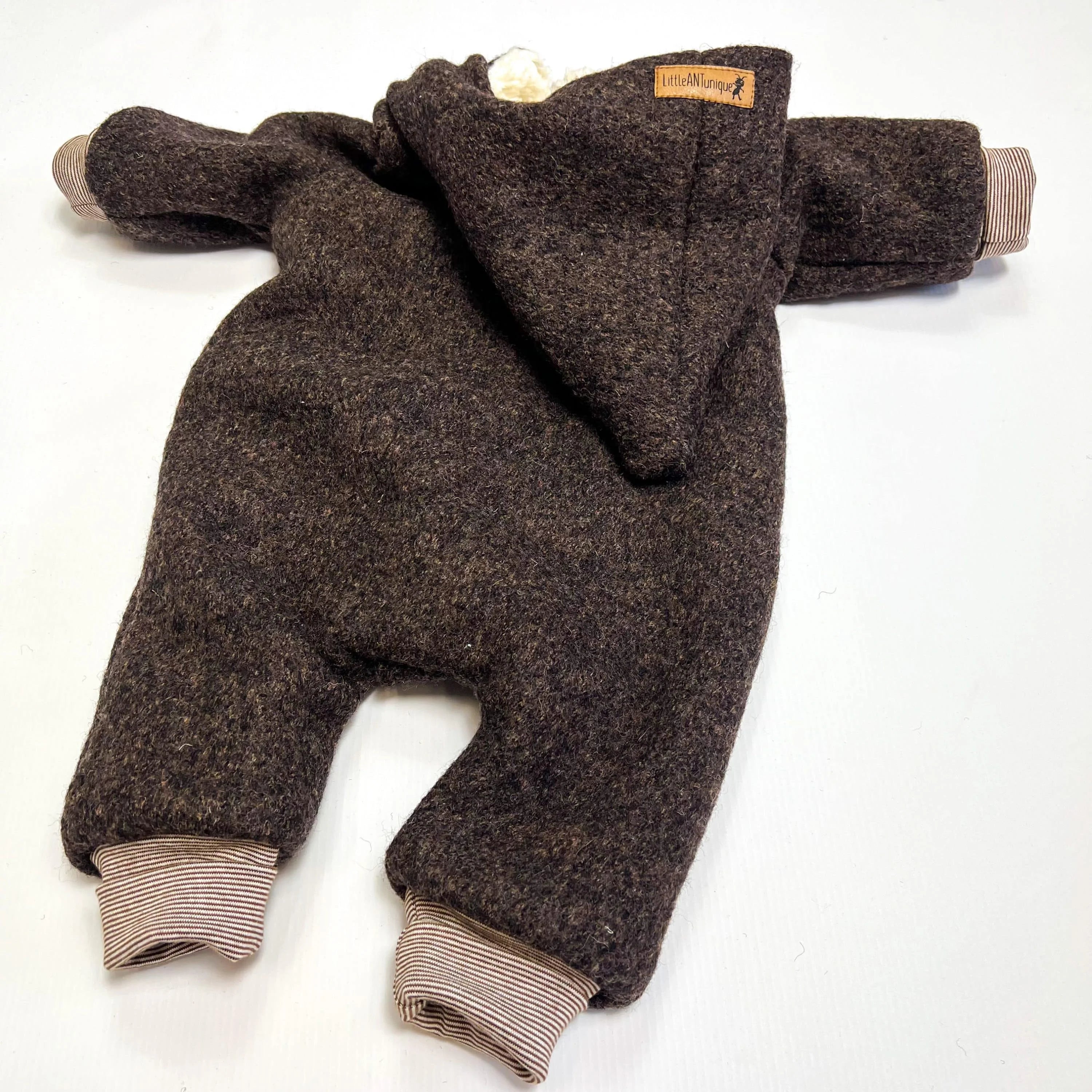Walkoverall, Winteroverall in braun mit Teddystoff gefüttert