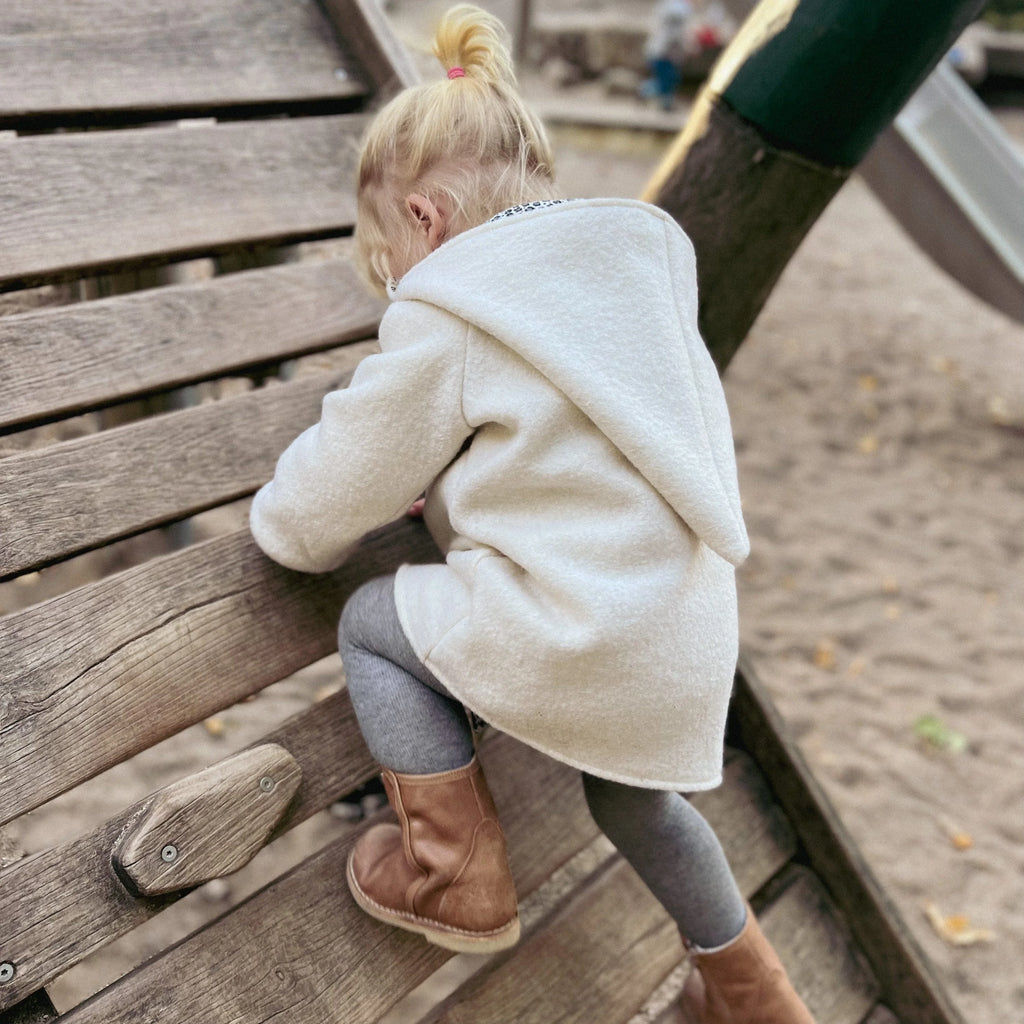 Walkjacke, Wintermantel creme innen leo