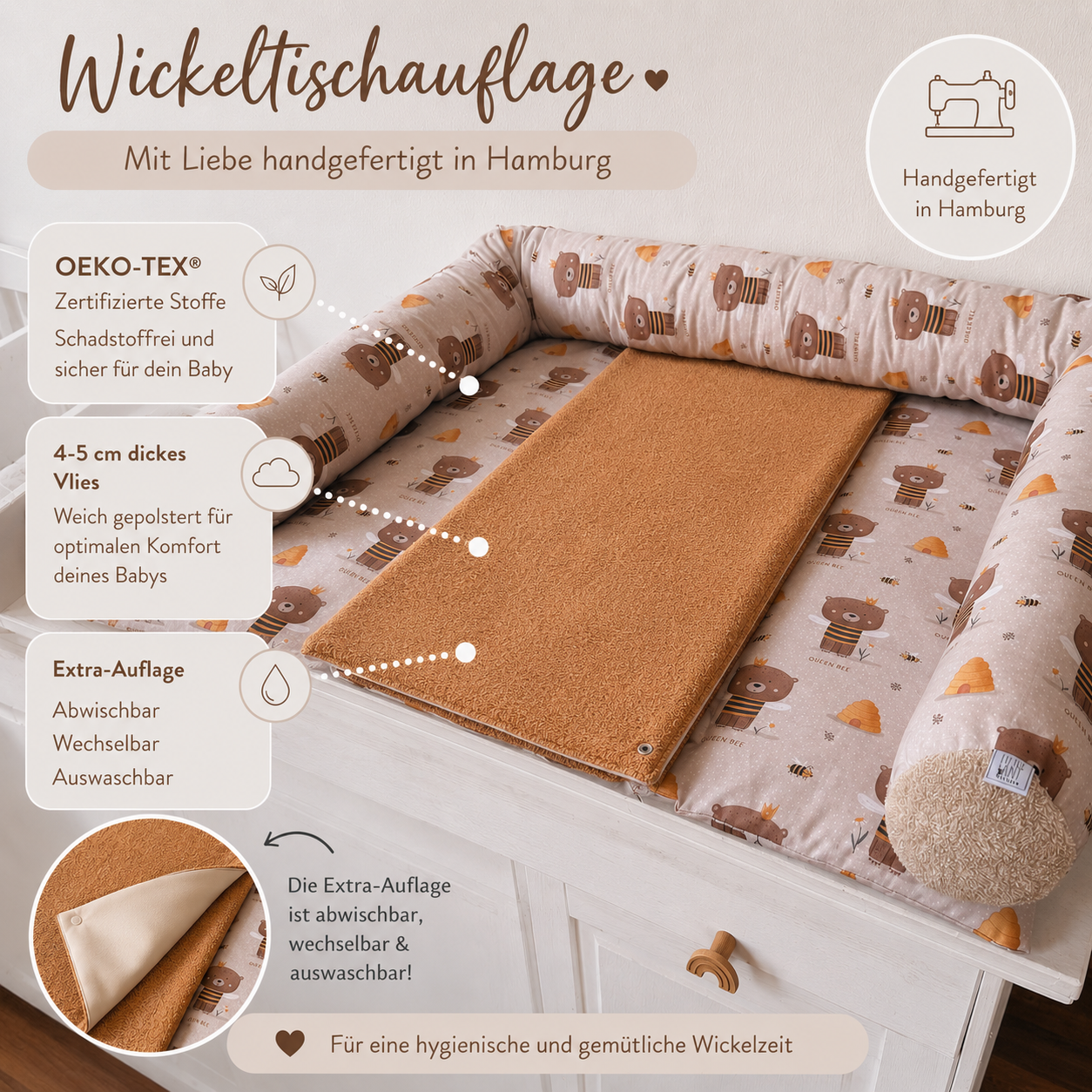 WICKELTISCHAUFLAGE HONIG BÄRCHEN